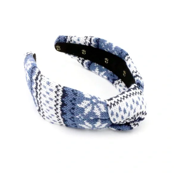 148. The Brooke Shade Nordic Blue FairIsle Sweater Low Knot Headband - Picture 4 of 4
